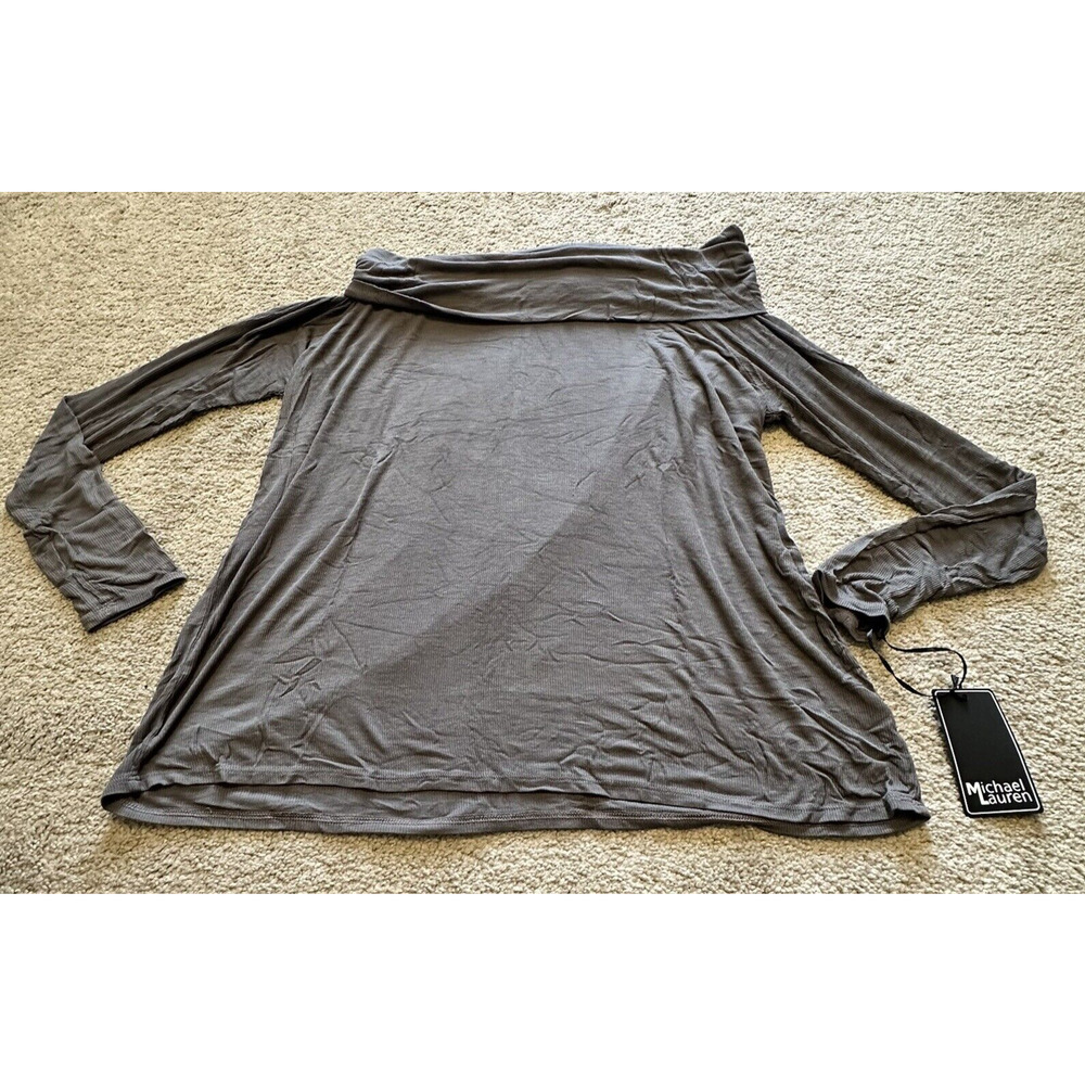 Michael Lauren Women XS Blouse Off Shoulder Long Sleeve‎ Ribbed Gray New